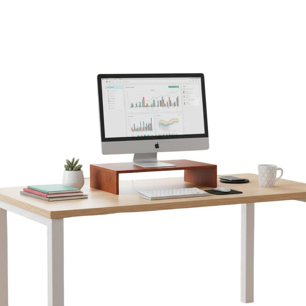 Alt View 3. FurniFact - Cherry TV/Monitor Riser for Small Screens up to 26 Inches with Melamine Veneer - Brown.