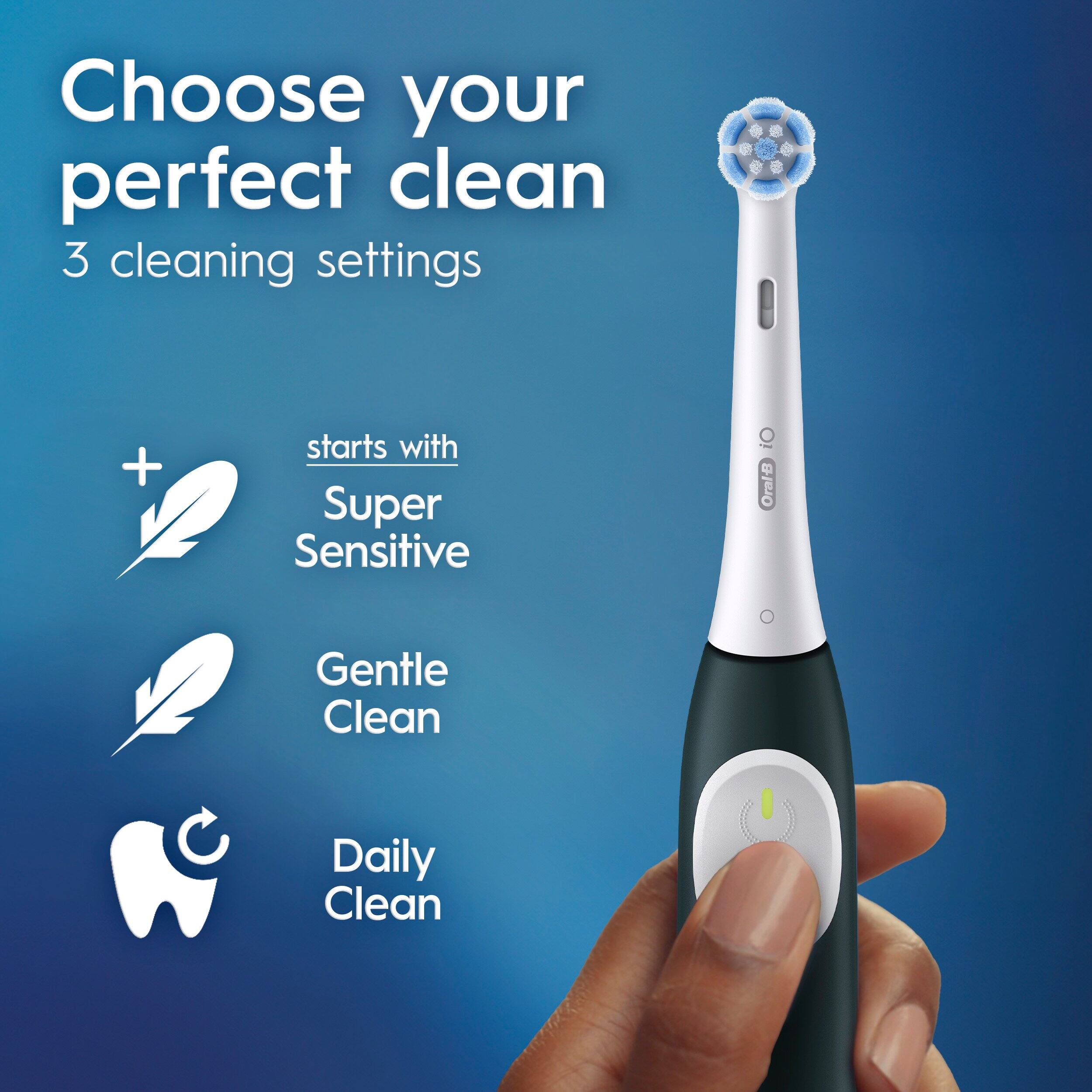 Choose your perfect clean: 3 cleaning settings + starts with Super Sensitive, Oral-B Gentle Clean Daily Clean.