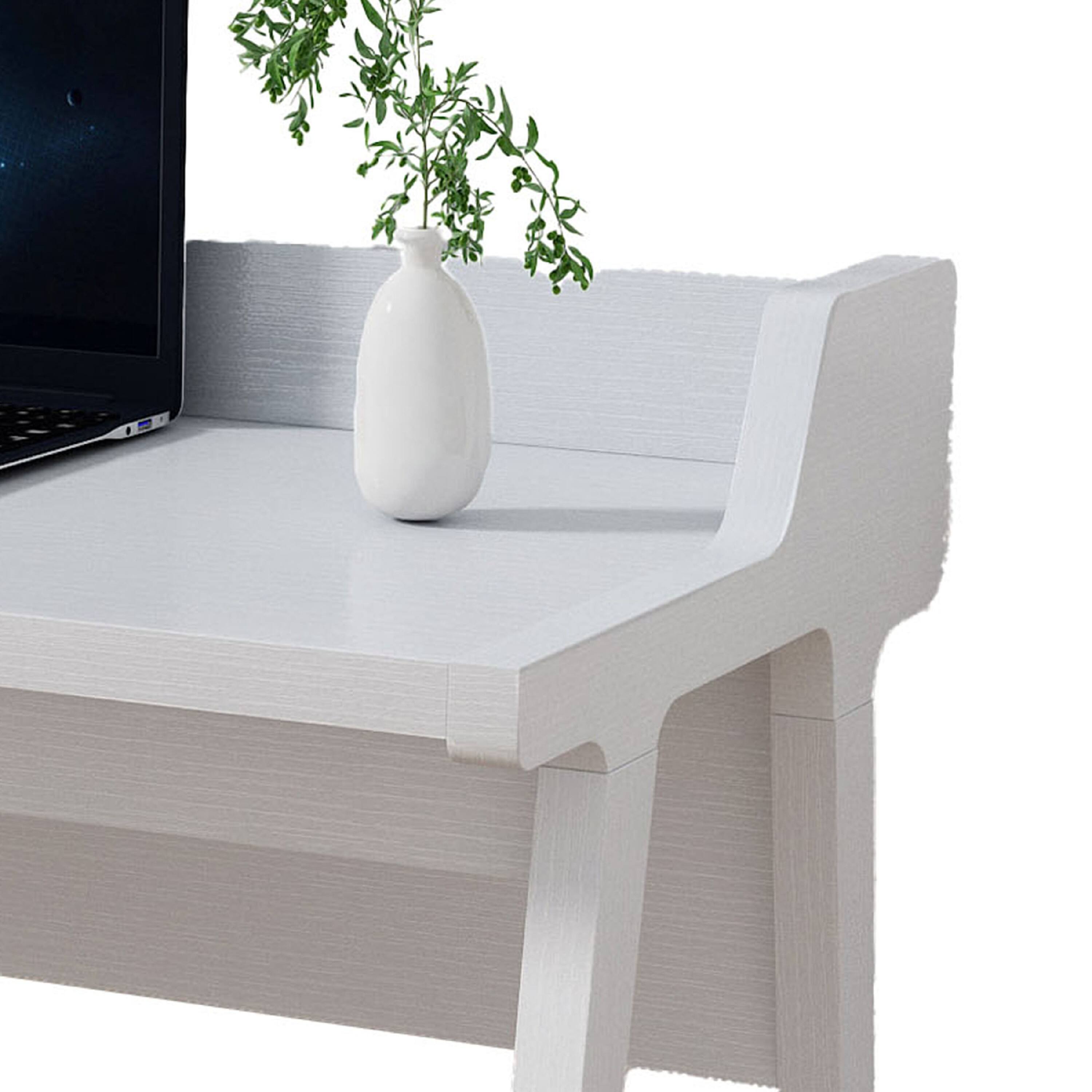 Left. Manhattan Lane - Writing Desk, Wrap Around Tabletop, 50 Inch, Modern White Finish - White.