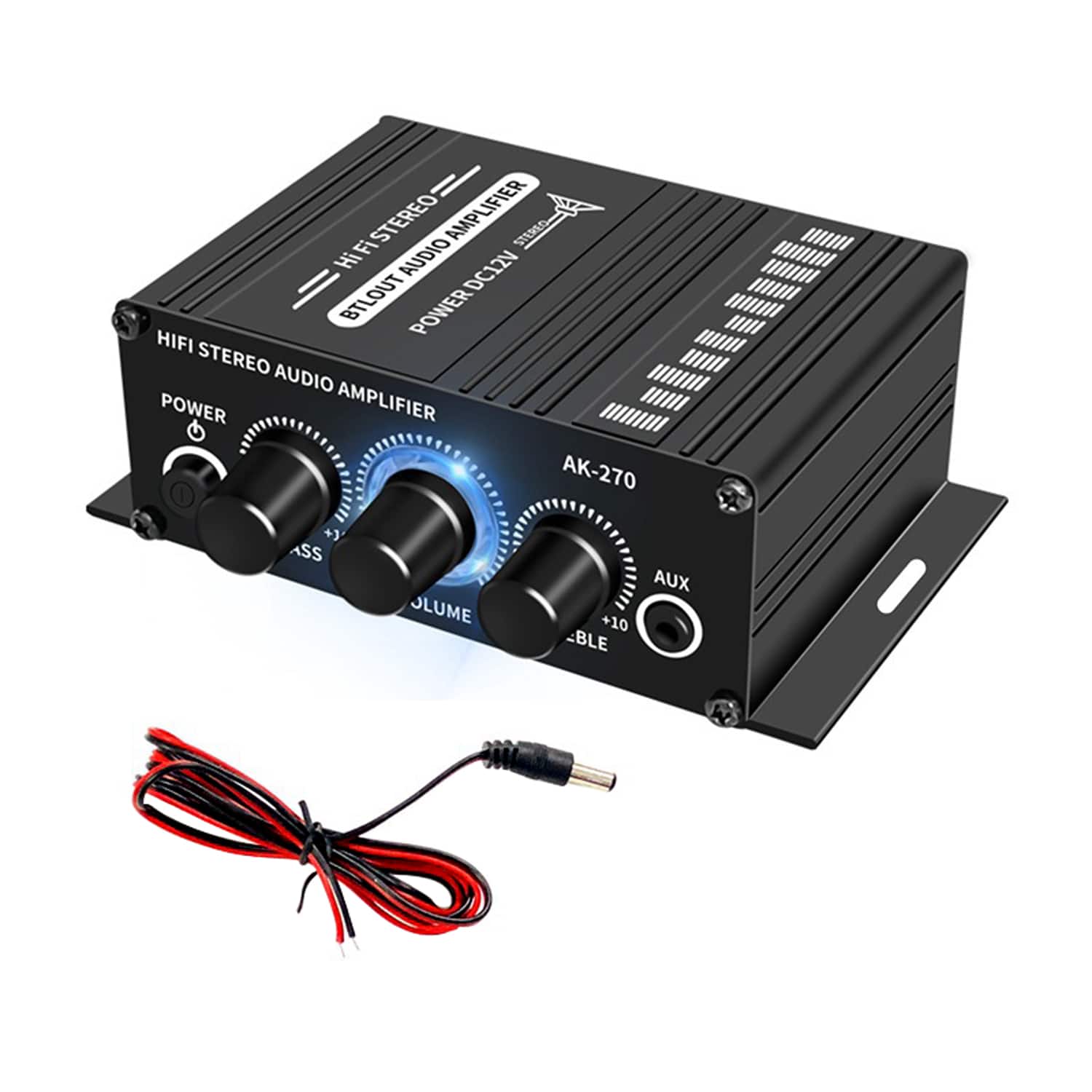Skanty Furniture - Multichannel Amplifier 40W, 2 Channels, Bluetooth Mini Car Audio, RCA/AUX Port, Bass/Treble Adjust, HiFi Stereo