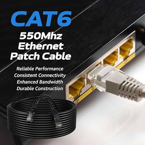 CAT6 550Mhz Ethernet Patch Cable  
Reliable Performance  
Consistent Connectivity  
Enhanced Bandwidth  
Durable Construction