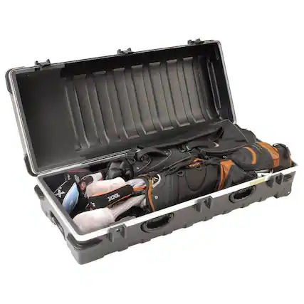 Front. SKB - SKB Cases Double ATA Standard Hard Plastic Wheeled Golf Bag Travel Case (2 Pack) - Black.