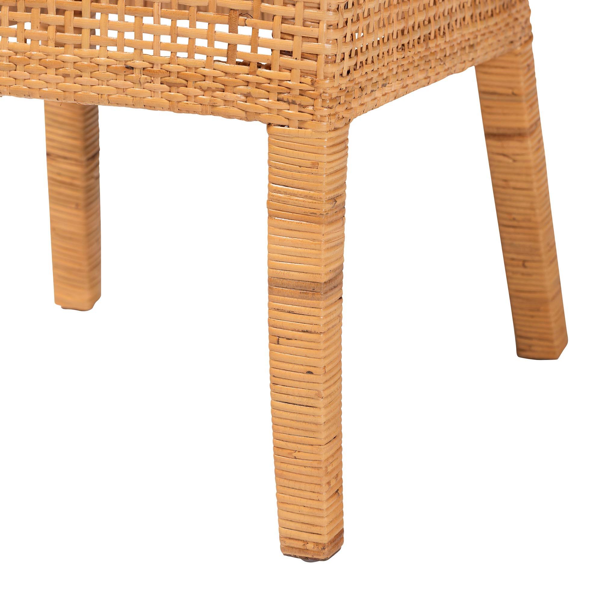 Alt View 2. bali & pari - Morris Bohemian Rattan Dining Chair - Light Honey/White.