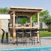 Front. Famapy - Outdoor Entertainment Bar Gazebo with Dual Bar Counters, TV Mount, Cedar Frame and Weatherproof Roof.