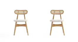 Manhattan Comfort - Colbert Industry Chic Cane Back Wood Upholstered Dining Chair - Set of 2 - Natural