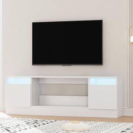 GARVEE - 70" TV Stand, with Storage Cabinet, up to 75" - White