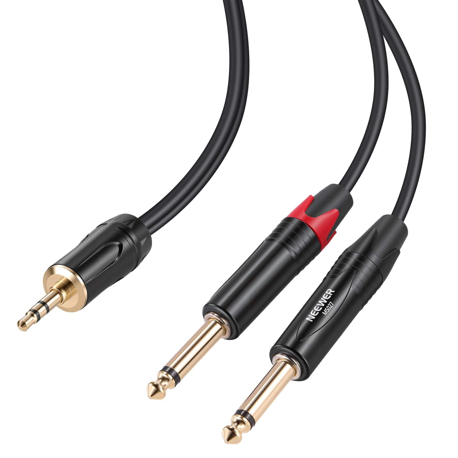 Neewer - 3.5mm to Dual 6.35mm TS Breakout Cable, 10ft