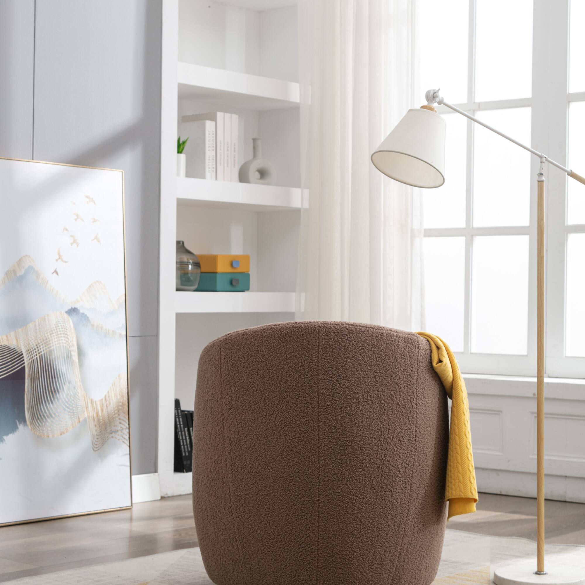 Alt View 4. GOODSILO - Plush Swivel Accent Armchair with Ergonomic Design and 360-Degree Rotation for Modern Interiors - Coffee.