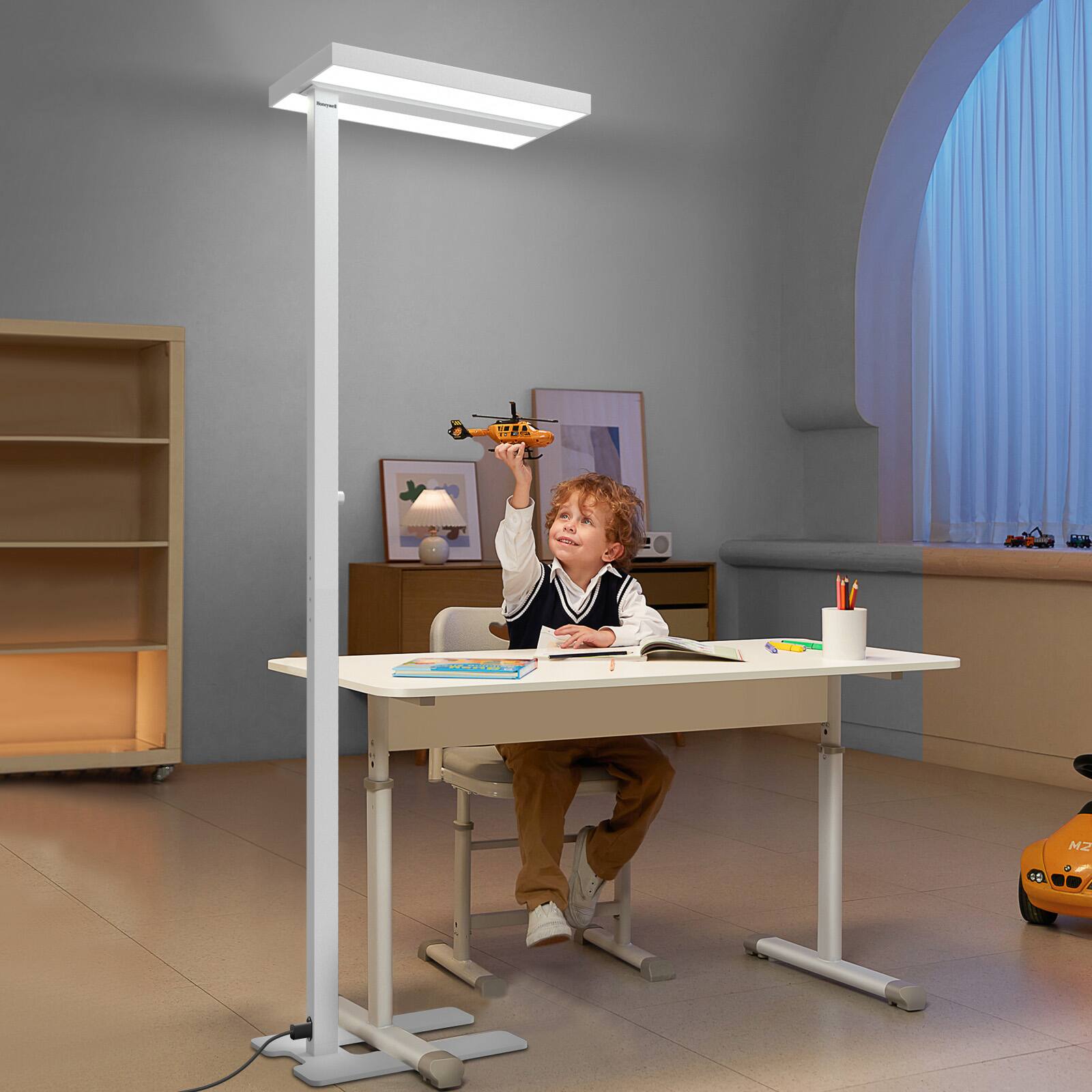 Alt View 2. Honeywell - LED Floor Lamp Modern Sunturalux Eye Caring Tall Standing Light, 8000LM 4000K Natural Daylight Dimmable Reading Lampara - white.