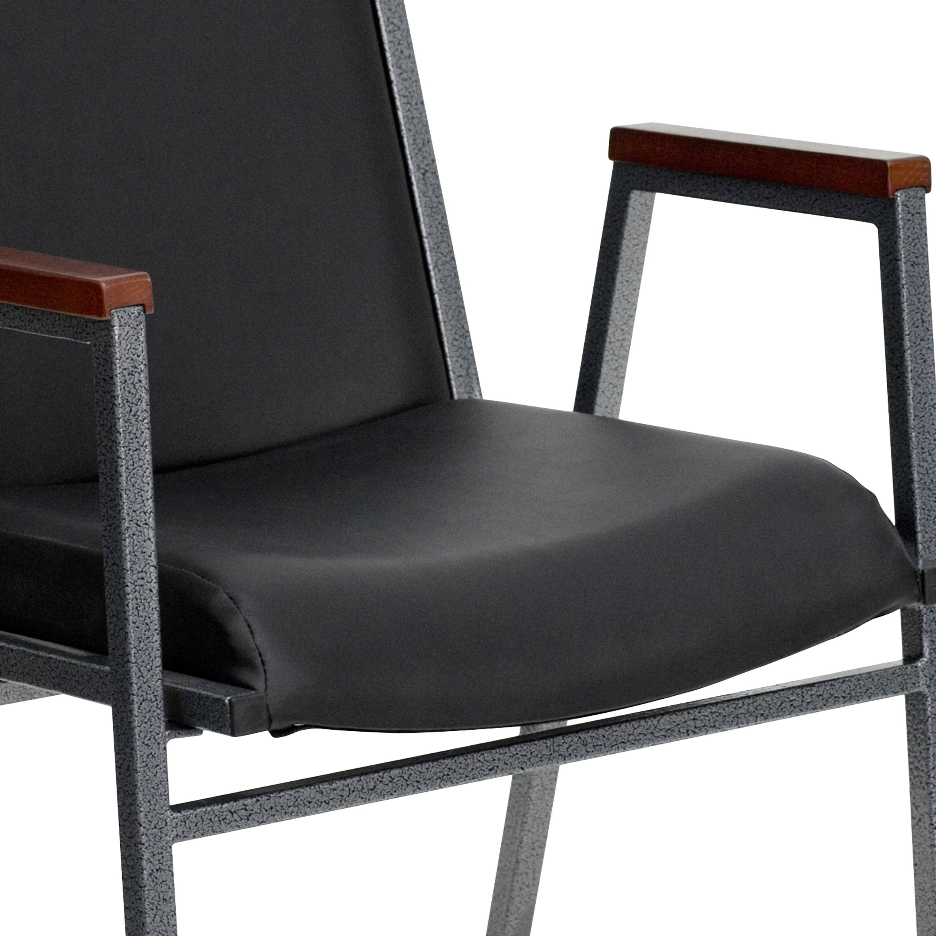 Alt View 9. Emma + Oliver - Heavy Duty Reception/Guest Stack Chair with Arms - Black Vinyl.