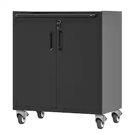 APRILSOUL - Heavy-Duty Metal Garage Storage Cabinet with Wheels - Black