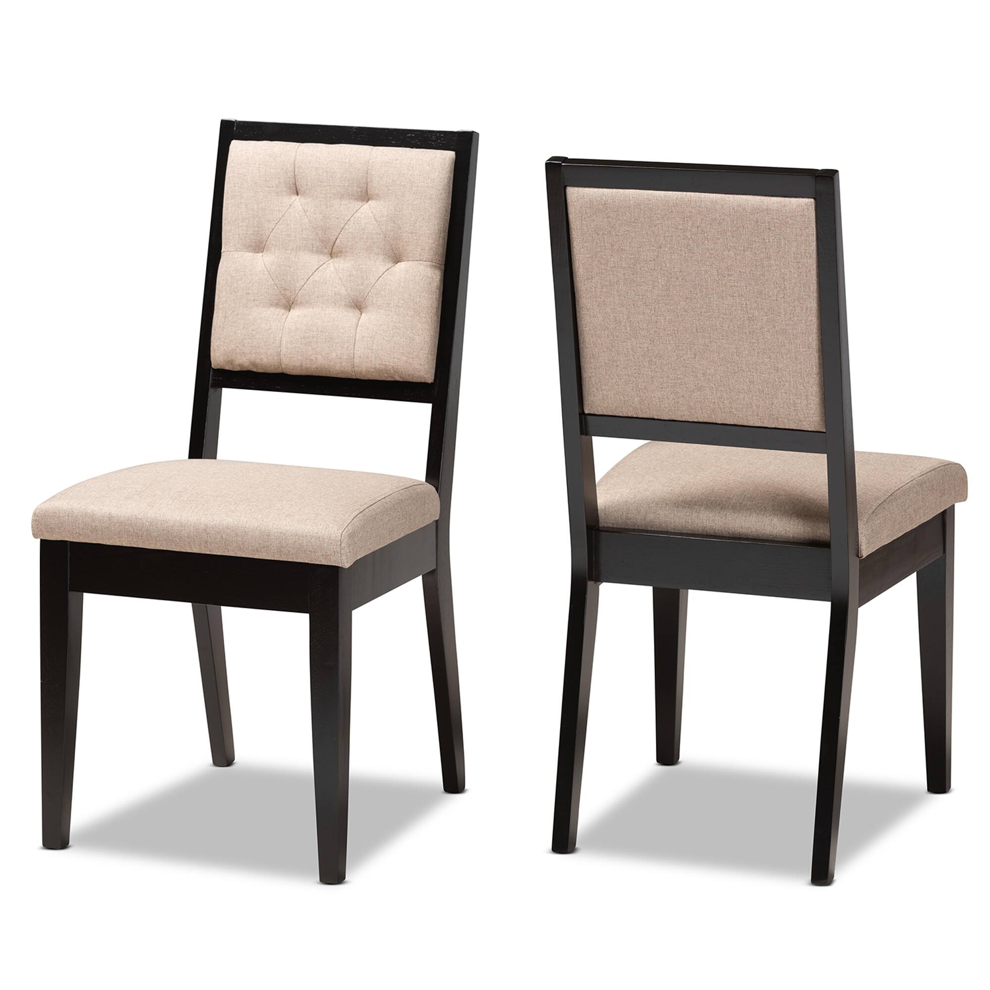 Baxton Studio - Gideon Modern Fabric Upholstered and Finished Wood 2-Piece Dining Chair Set - Sand/Dark Brown price history on PriceWatchPro