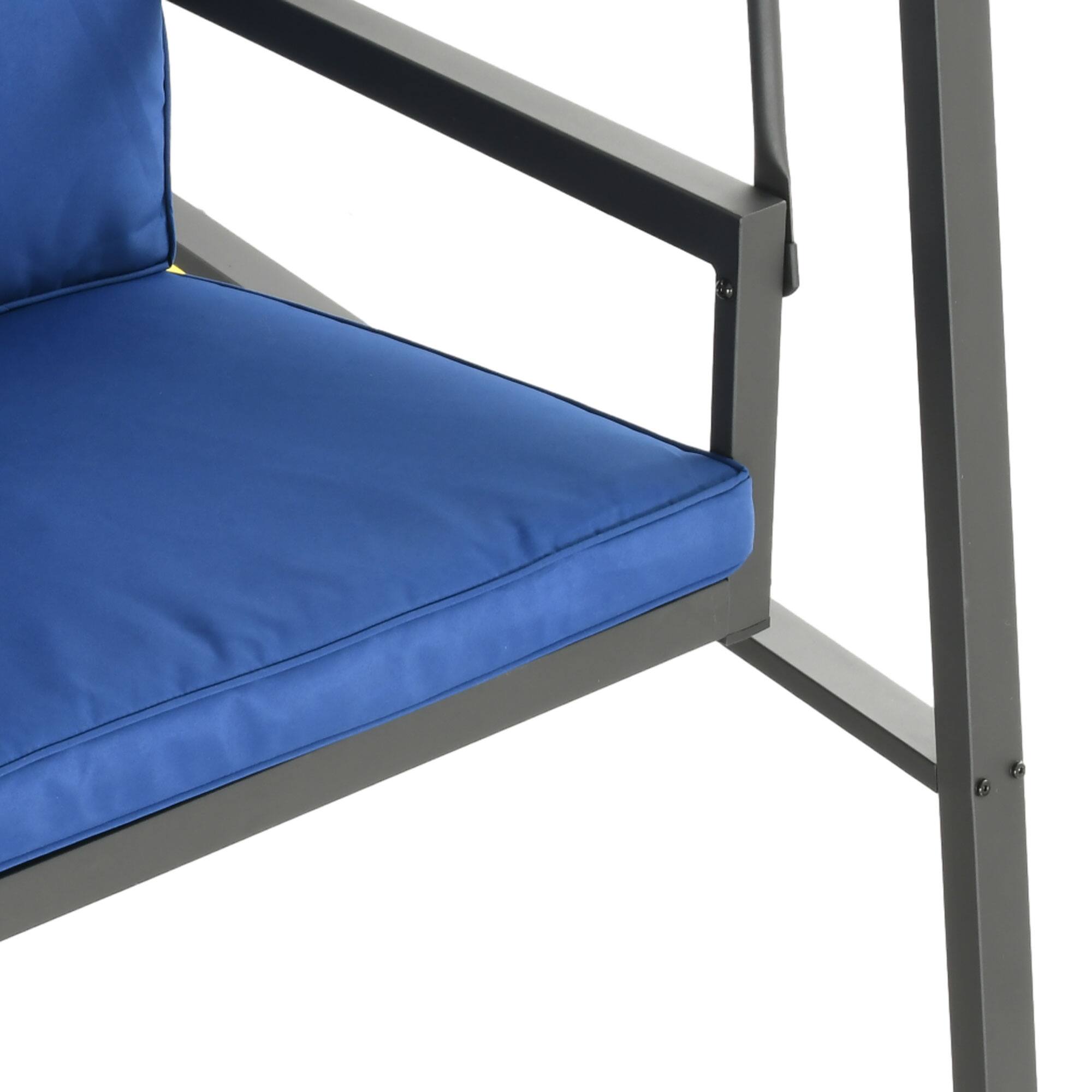 Alt View 5. Outsunny - Outsunny 3-Seat Outdoor Porch Swing with Stand Heavy Duty Patio Swing Chair with Adjustable Canopy - Blue.