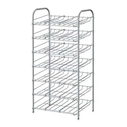 Front. Oumilen - 7-Tier Silver Metal Can Storage Rack, Freestanding Rolling-Free Pantry Can Organizer for Canned Food & Soda Drinks - Silver.