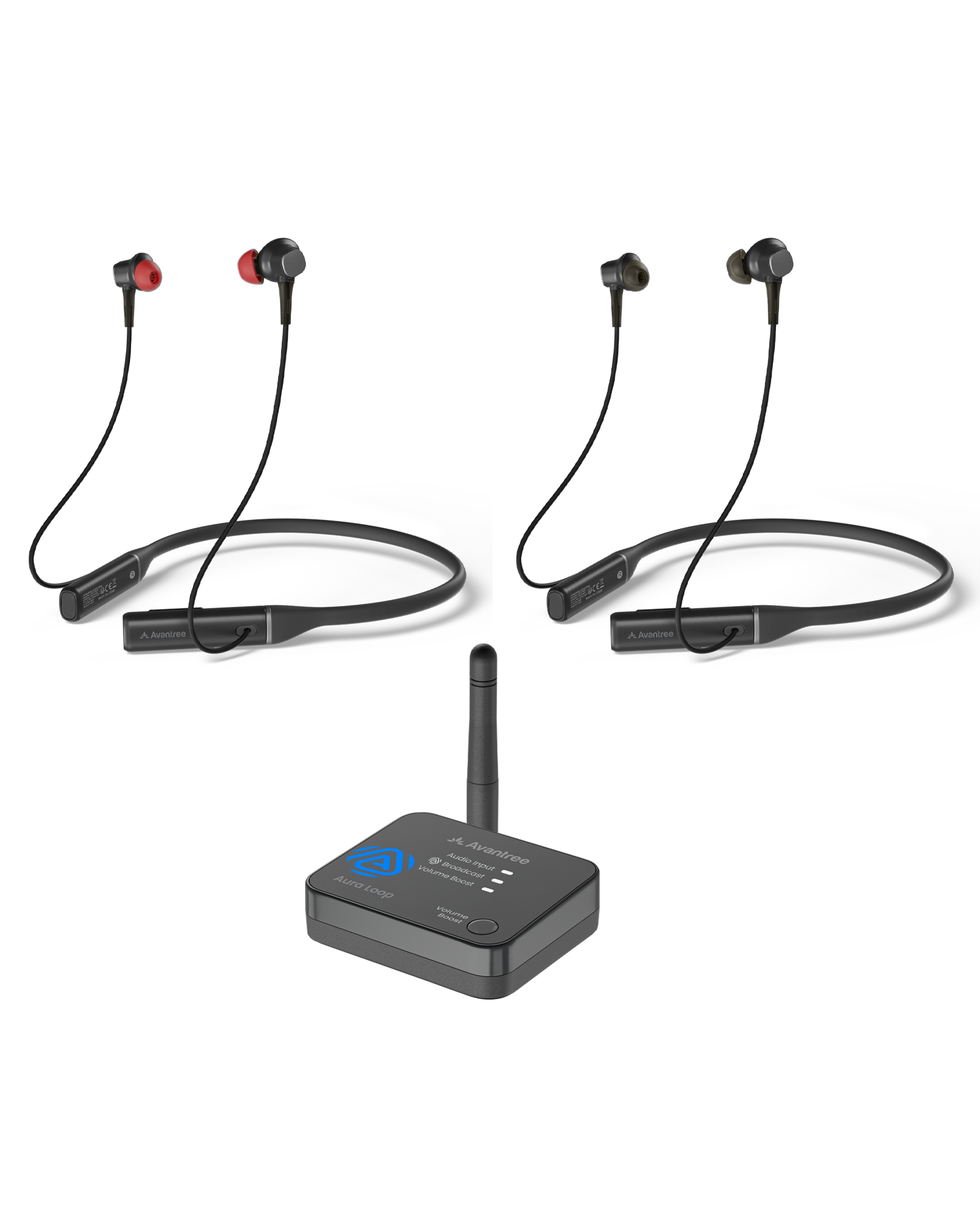 Avantree - Aura Loop Dual – Next-Gen Wireless Auracast TV Earbuds, Includes Two Pairs for Shared Listening