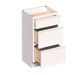 Boyel Living - 30-in W x 34.5-in H x 24-in D Slim Shaker RTA Kitchen 3-Drawer Base Cabinet with Soft-Close Drawers - Snow White