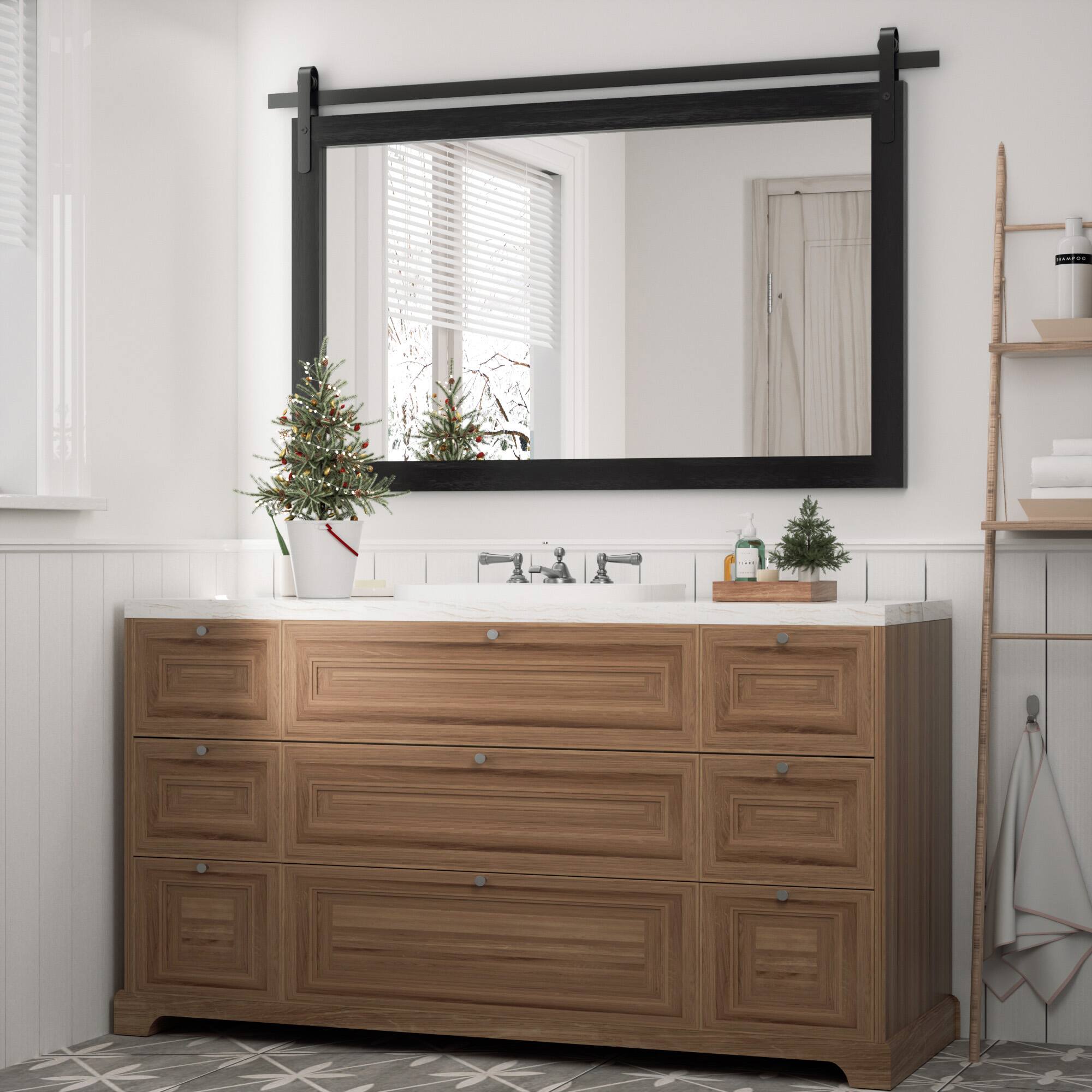 Alt View 3. PAIHOME - Rectangular Mirrors 40"x26" Wood Frame Wall Mirror Bathroom Mirror Bedroom Vanity Mirror Living Room Decor - Black.