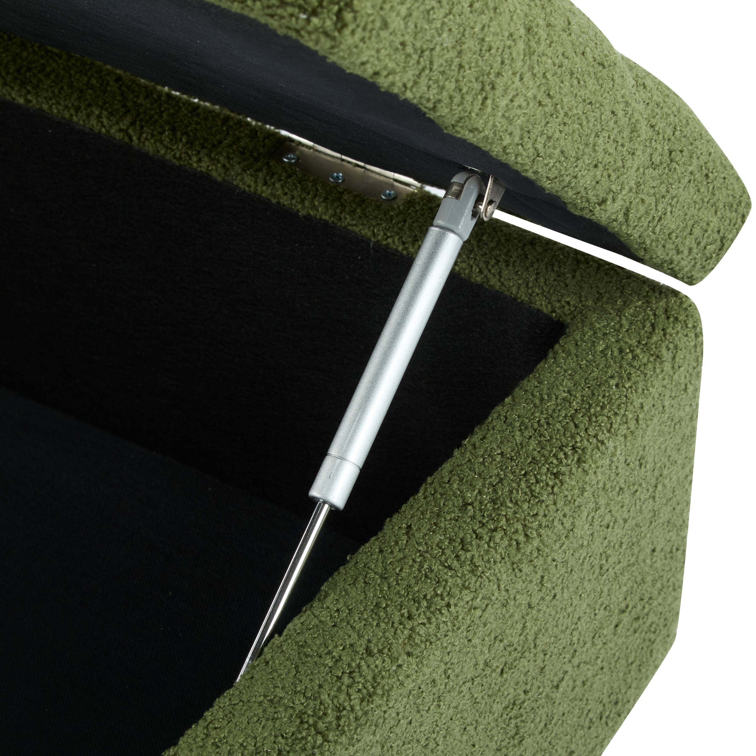 Alt View 4. Loheer - Boucle Storage Ottoman Bench with Hidden Compartment and Solid Rubber Wood Legs, 300 lbs Capacity - Green.