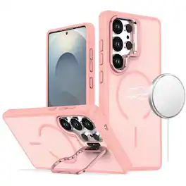 Kitcheniva - Matte Magnetic Circle Camera Stand Cover With Tempered Glass For Samsung S26 Ultra - Pink