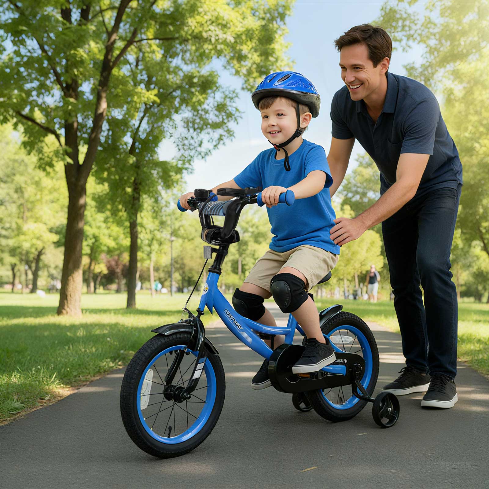 Alt View 3. Costway - Costway 14" Kids Bike with Removable Training Wheels Adjustable Seat & Handlebar Handbrake - Navy.