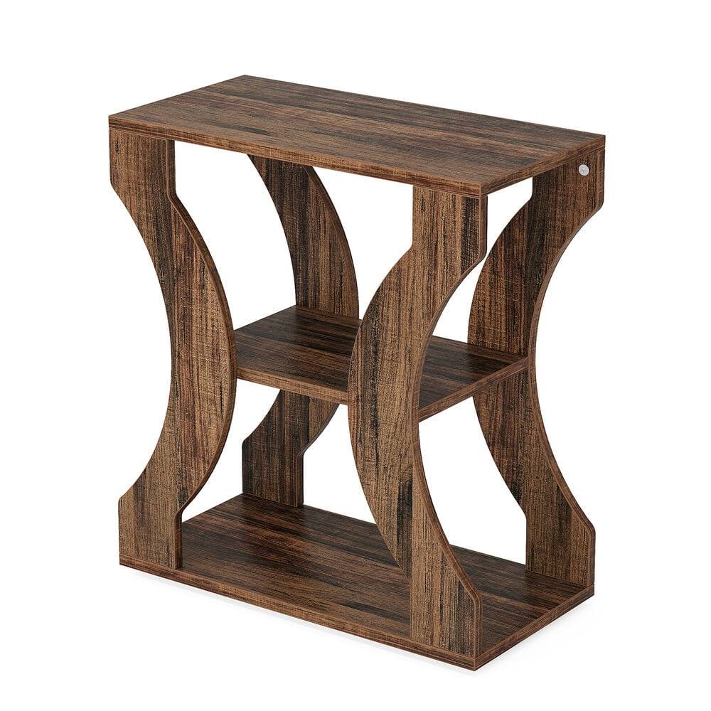 Left. Kadyn - Kadyn Sofa Side End Table, End Table, Couch Table,24" End Table, 3-Tier Farmhouse Side Table with Storage Shelves,Brown - Brown.