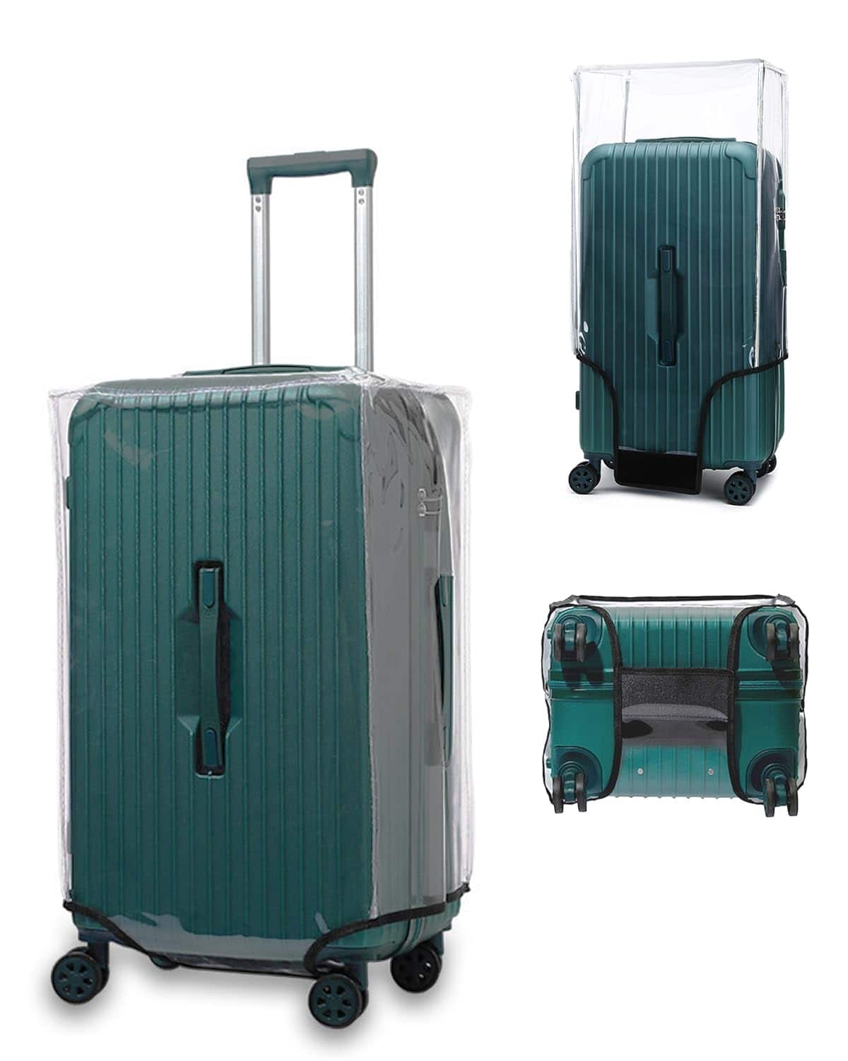DORLUKFU- 30 Inch Trunk Luggage Cover, Transparent PVC Suitacse Cover, Travel Waterproof Clear Luggage Protector Suitcase Cover- Regular