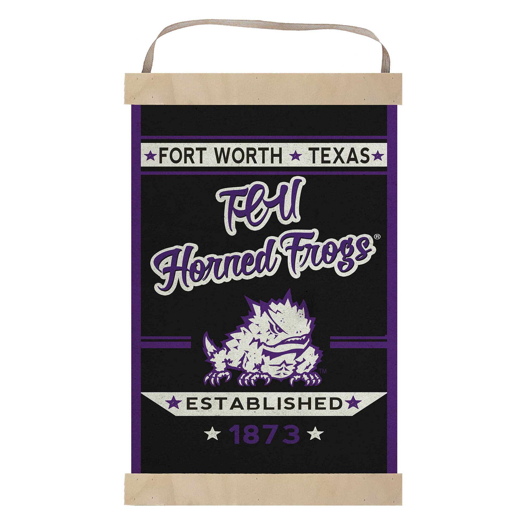 Jardine TCU Horned Frogs Faux Rust Banner Sign Purple 4966552 - Best Buy