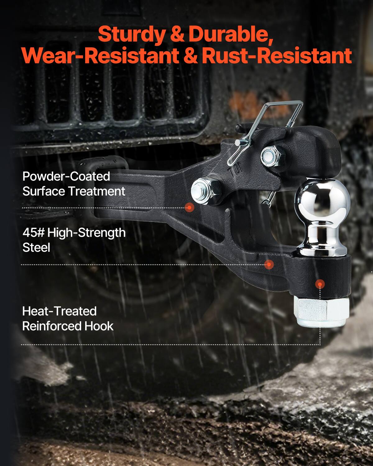 Sturdy & Durable, Wear-Resistant & Rust-Resistant

- Powder-Coated Surface Treatment
- 45# High-Strength Steel
- Heat-Treated Reinforced Hook