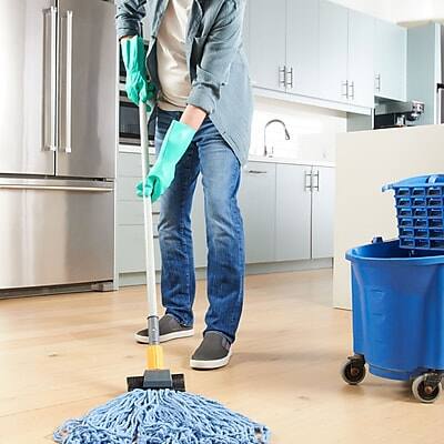 Alt View 5. Coastwide Professional -  60" Clamp Style Fiberglass Wet Mop Handle, Plastic Head  - Gray.