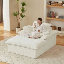 Kadyn - 51.97 inch modern comfortable cushioned compression single seat sofa with unique footrest design - White