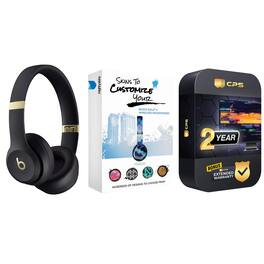 Beats - Solo 4 Bluetooth Wireless On-Ear Headphones with MightySkins Protective Skins and 2 Year Extended Warranty Bundle - Black/Gold