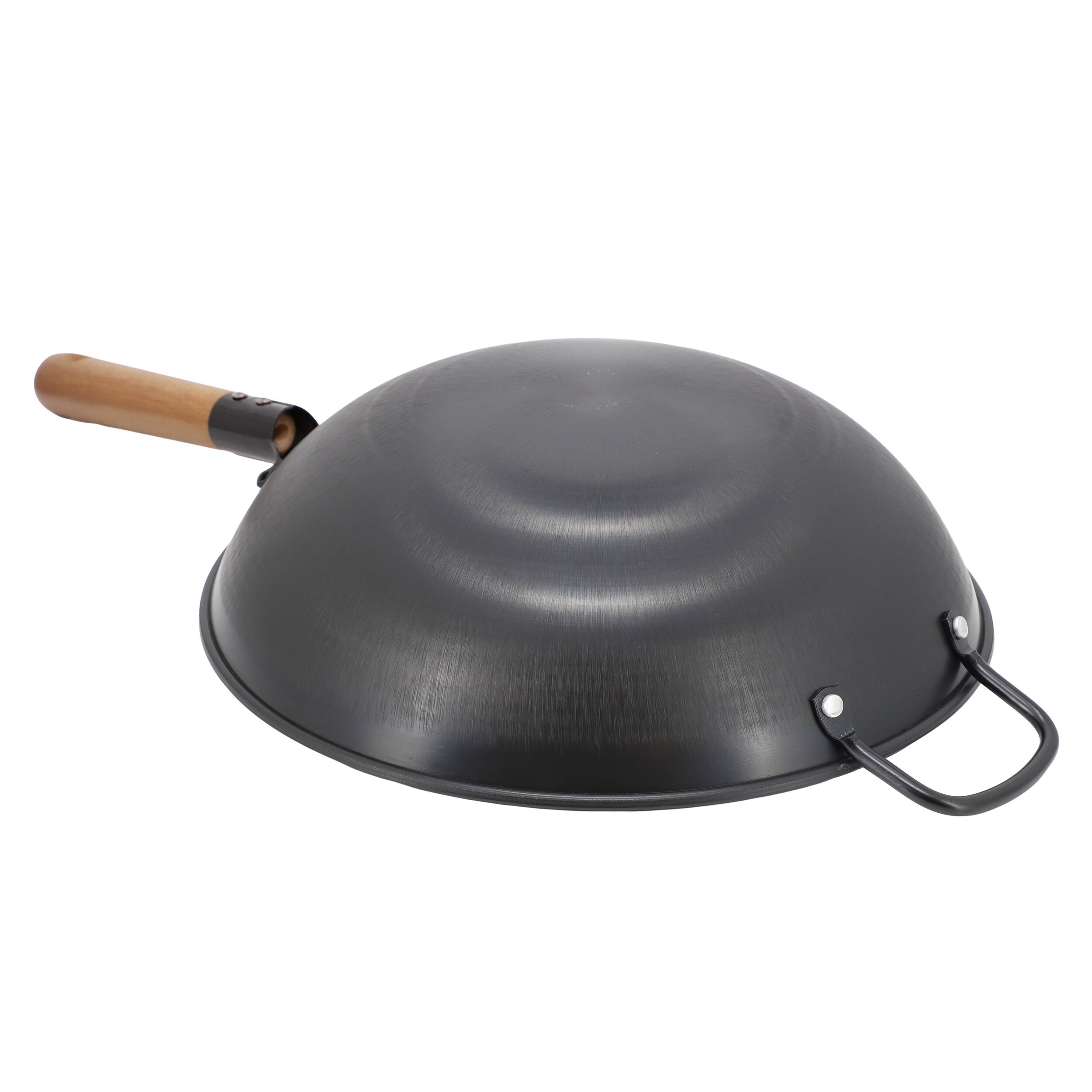 Alt View 3. Gibson - Gibson Home Welton 13.5 Inch Carbon Steel Wok with Wood Handle in Black - Black.