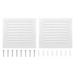 Unique Bargains - 10"x10" Attic Soffit Vent, 2pcs Aluminum Alloy HVAC Air Vent Cover with Screen Mesh and Screw for Wall Ceiling Attic - White