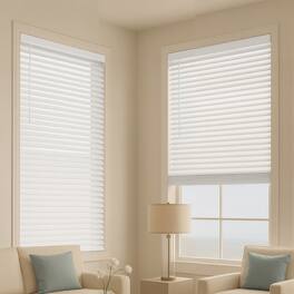 VEVOR - Faux Wood Blinds, 2" Slat, 34.5" W x 60" H, Cordless Window Blinds and Shades with Decorative Board, Easy to Clean - White