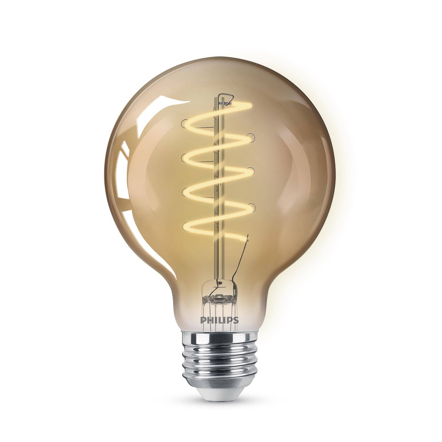 Angle. Philips - Philips G25 E26 (Medium) LED Bulb Amber 60 Watt Equivalence 1 pk.