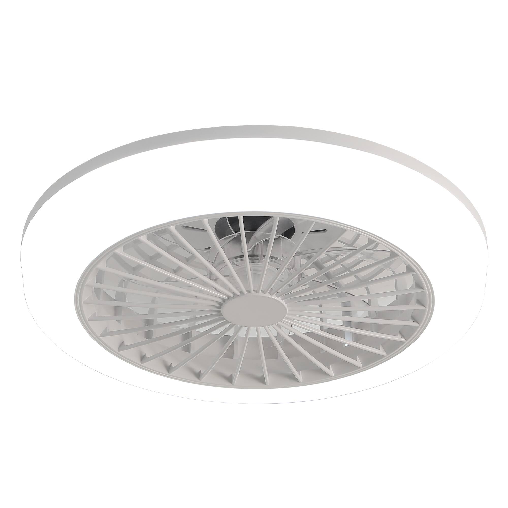 Left. APRILSOUL - Modern Bladeless Reversible Ceiling Fan Light 3 Color Dimmable LED Quiet DC Motor - White.