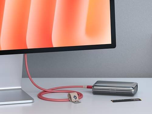 Alt View 1. Satechi - USB-C to USB-C Cable - 240W PD, 20Gbps Transfer, 4K/60Hz Video Output, 1m/3.3ft Braided for MacBook, iPhone, iPad - Coral Pink.