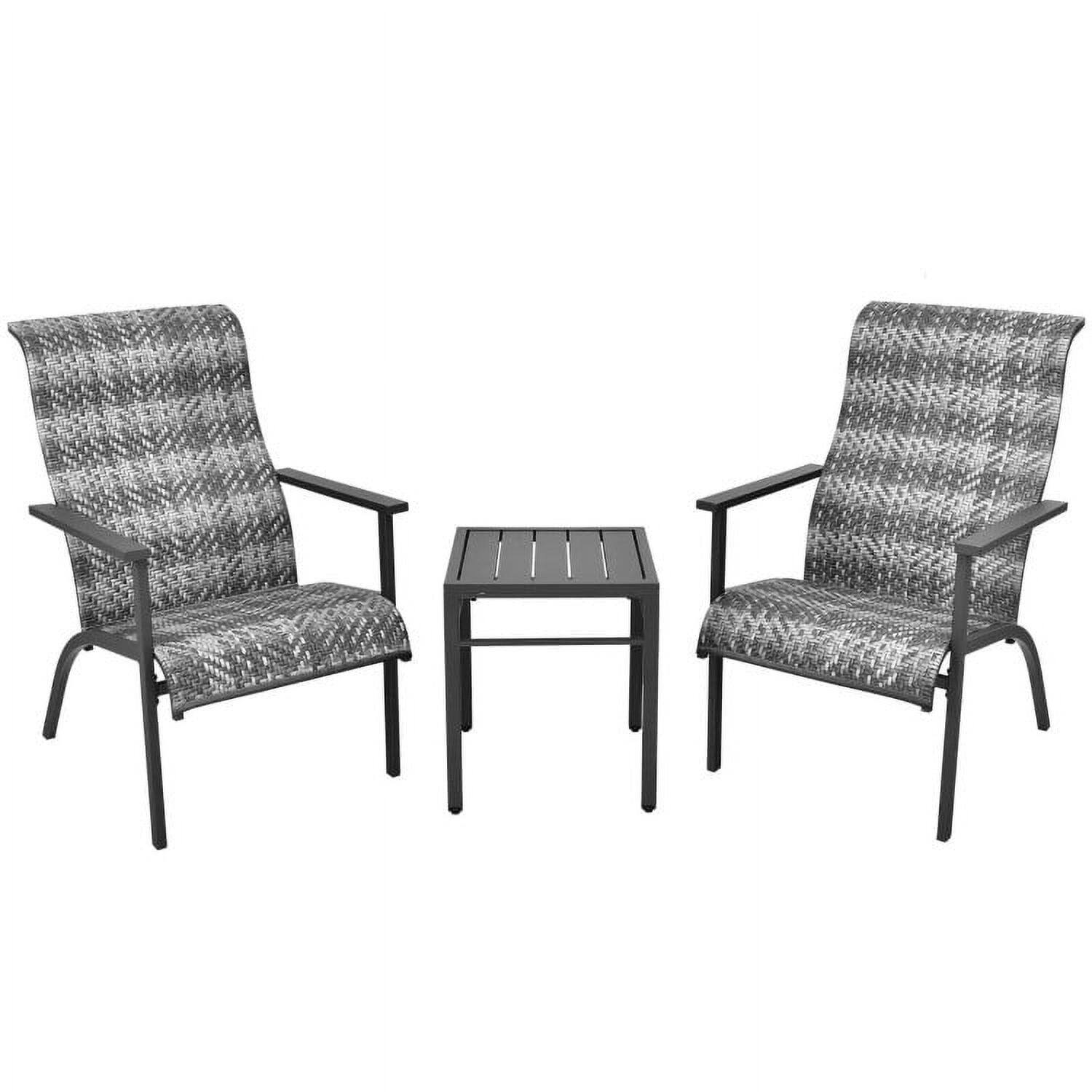 Alt View 2. Kadyn - 3 Pieces Patio Rattan Rocking Furniture Set, Small Patio Conversation Furniture Set with High Backrest - Gray.