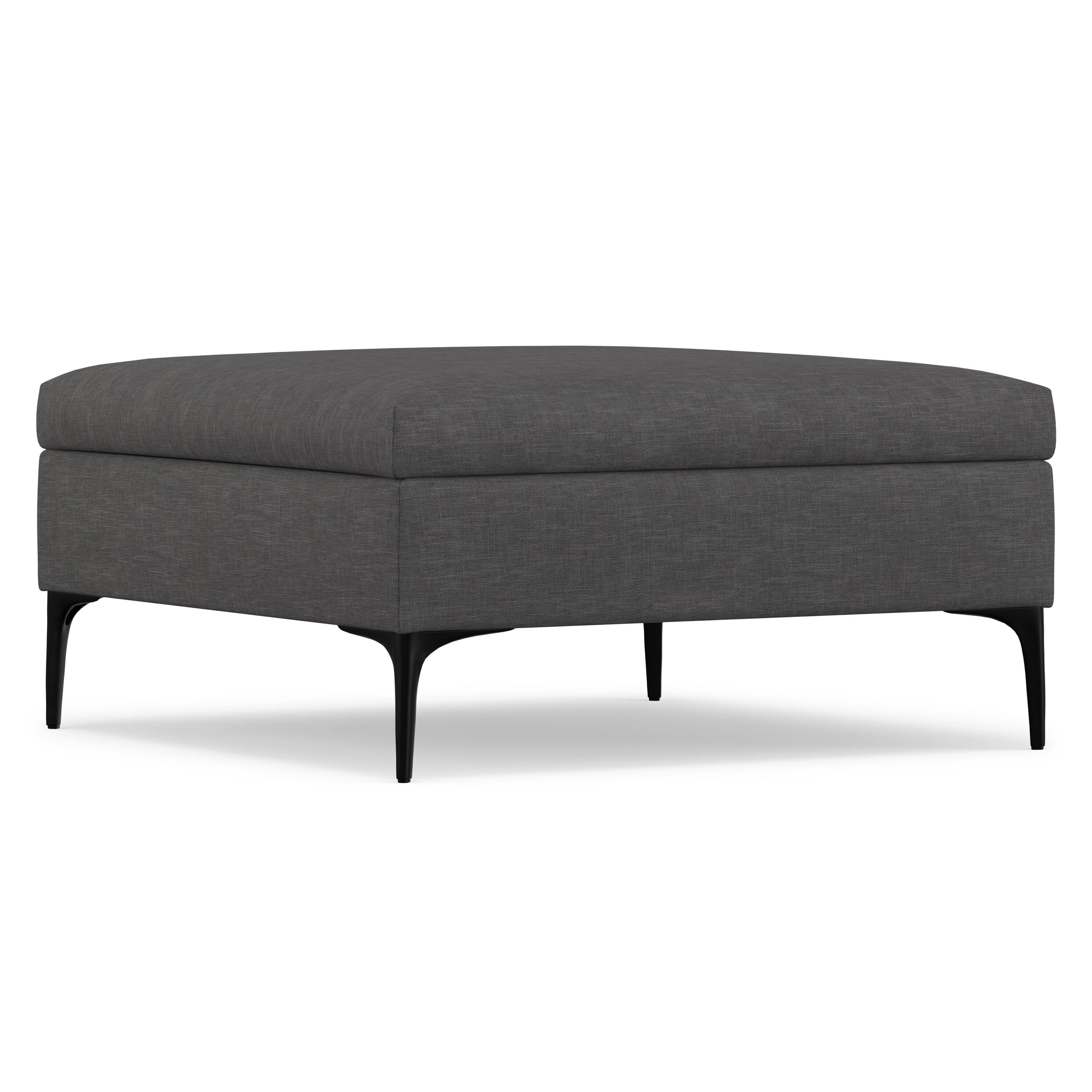 Alt View 3. Simpli Home - Rebecca 36 inch Mid Century Coffee Table Storage Ottoman with Lift Up Lid in Slate Grey Polyester Linen, Assembled - Slate Grey.