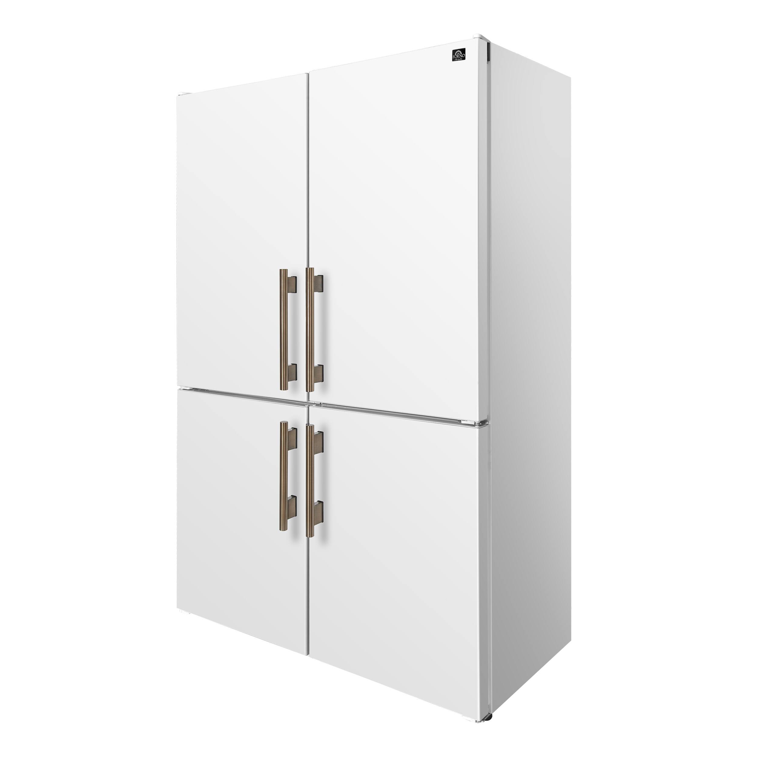 Angle. Forno Appliances - Custodia 20.6 Cu. Ft. 48" Counter-Depth Side-by-Side Refrigerator Pair with Ice Maker and Total No Frost - White - White.