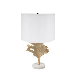 Luckbyte - D13x22.2" Gold White Table Lamp Leaf Design Lamp Shade Assembly Required