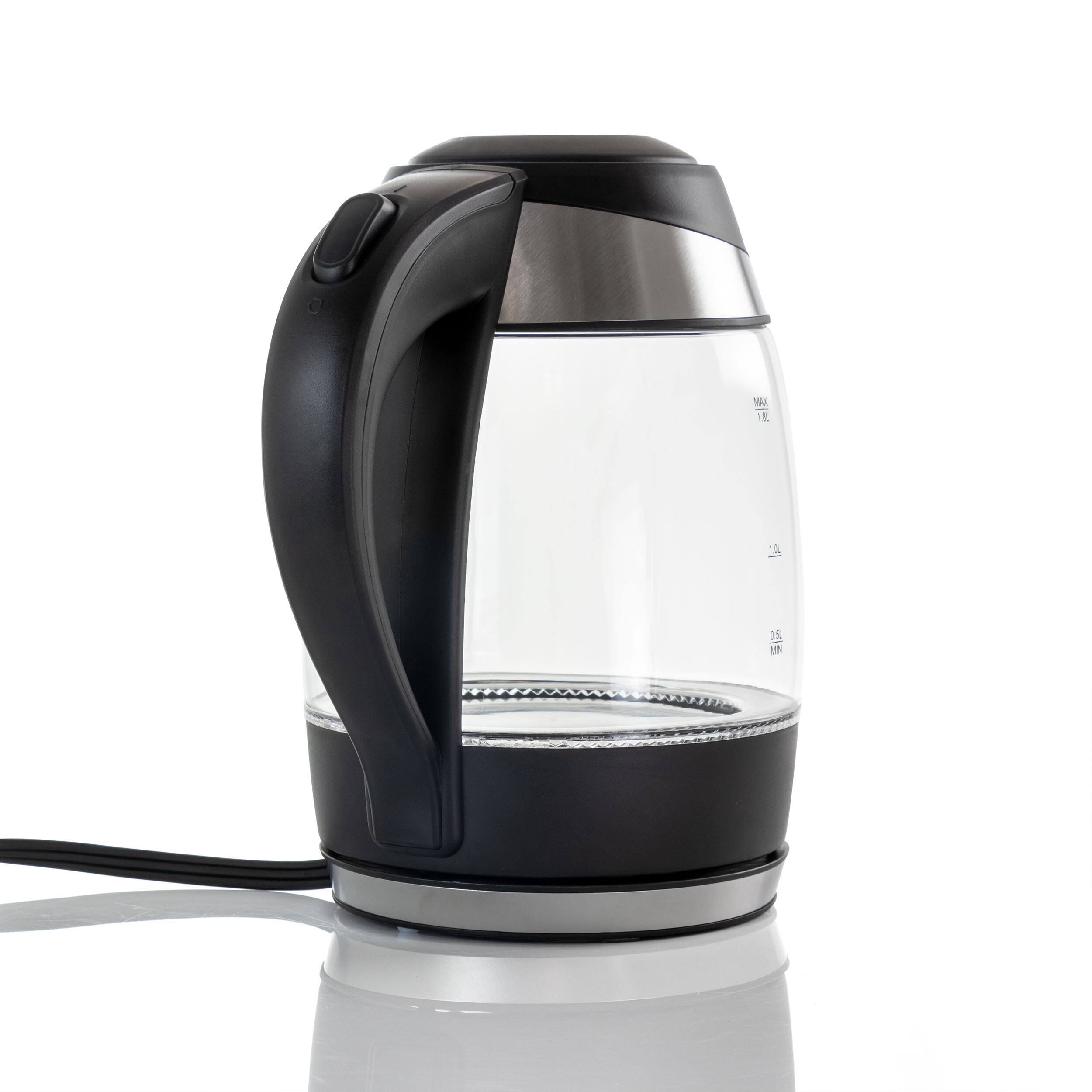 Alt View 3. MegaChef - MegaChef 1.8Lt. Glass and Stainless Steel Electric Tea Kettle - Black.