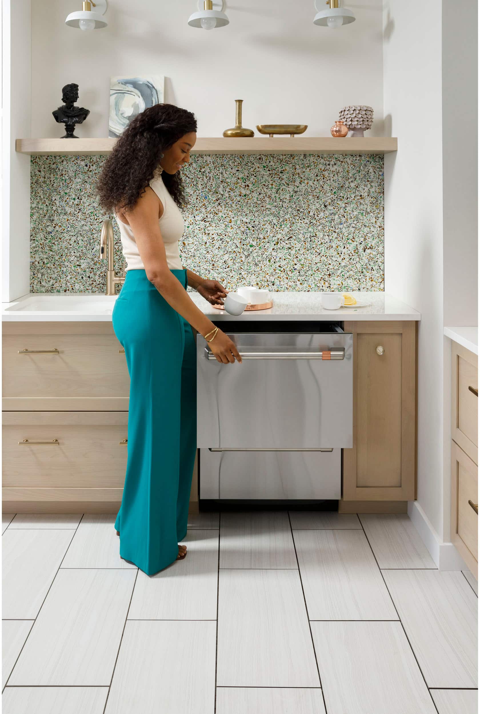 Alt View 19. Café - 24" Top Control Built-In Double Drawer Dishwasher, Customizable - Stainless Steel.