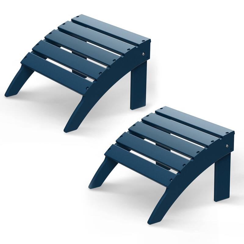 Front. FODINGHILL - HDPE Adirondack Ottoman Set of 2, All weather Footrest for Patio & Garden - Blue.