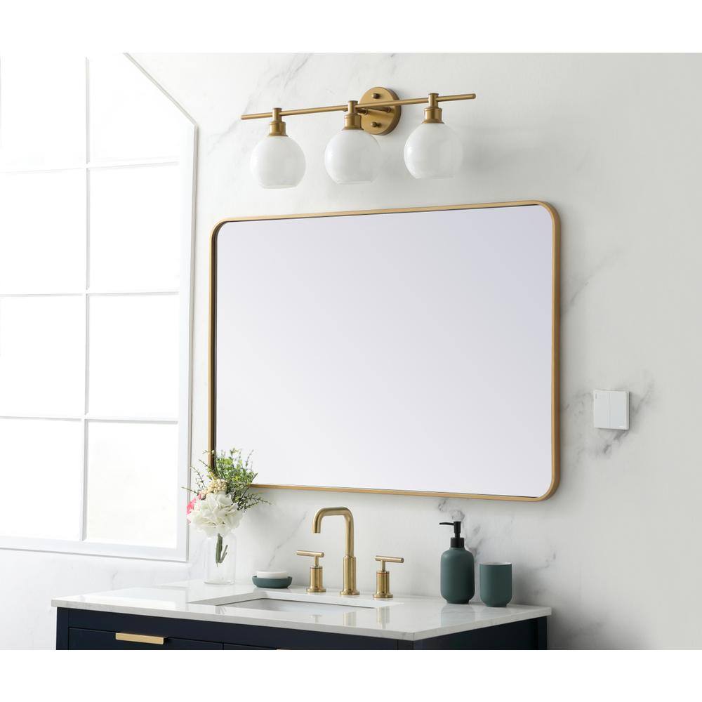 Alt View 4. Elegant Decor - Soft corner metal rectangular mirror 28x42 inch in Brass - Brass.
