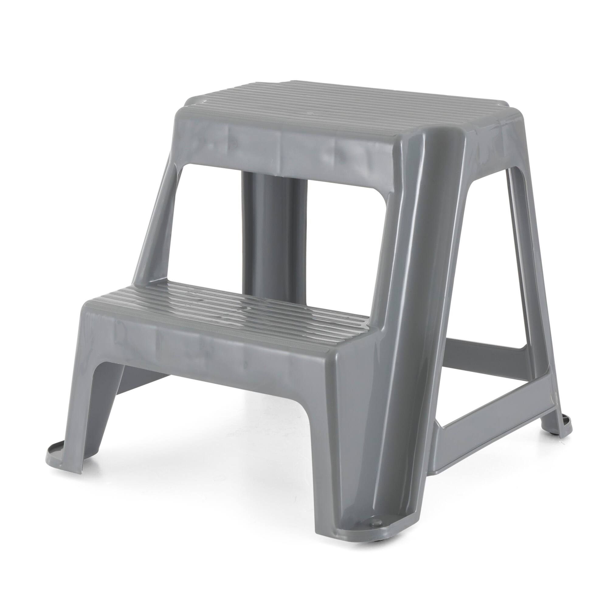Front. Gracious Living - Gracious Living 16" Plastic 2 Step Portable Garage Home & Kitchen Stool, Gray - Gray.