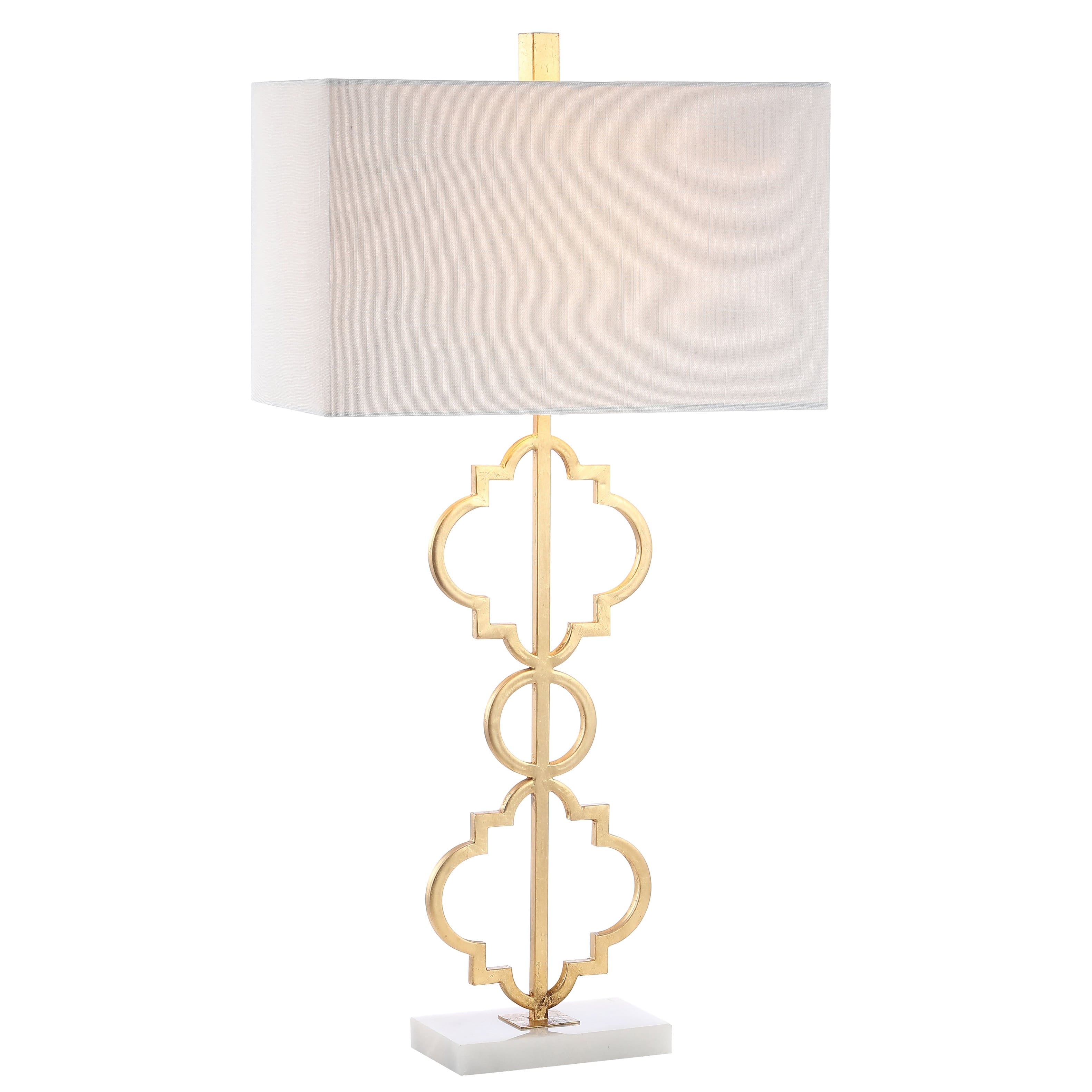 Jonathan Y - Selina 32" Iron Ogee Trellis Modern LED Table Lamp - Gold Painting