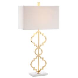 Jonathan Y - Selina 32" Iron Ogee Trellis Modern LED Table Lamp - Gold Painting