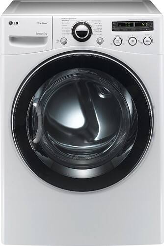 Front Standard. LG - SteamDryer 7.4 Cu. Ft. 12-Cycle Ultra Capacity Steam Gas Dryer - White.