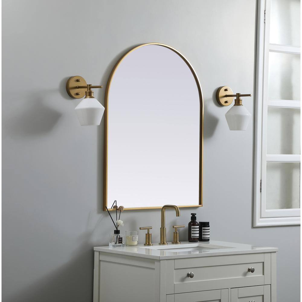 Alt View 4. Elegant Decor - Metal Frame Arch Mirror 27x36 Inch in Brass - Brass.